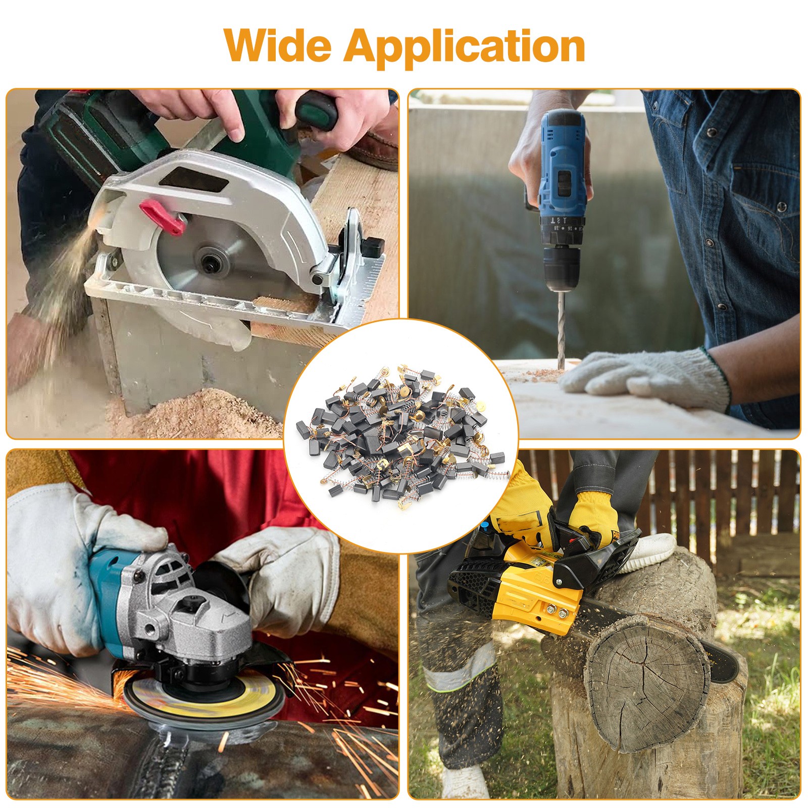 105pcs 15 Sizes Electric Motor Carbon Brush Replacement for Drills Saws Grinders