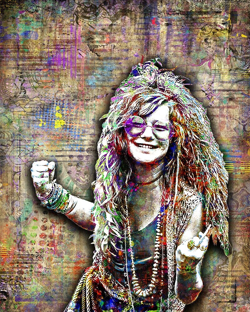 Janis Joplin Poster, Janis Joplin Tribute Pop Art Print with Free Shipping US