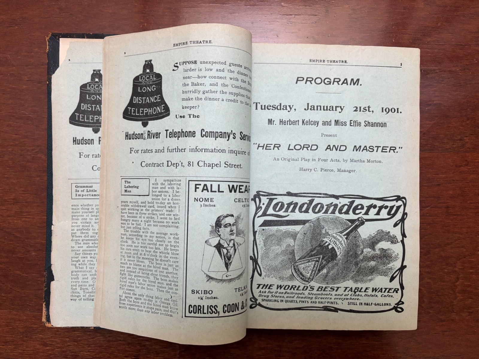 ANTIQUE THEATRE PROGRAMS 1901-1905 - 45 BOUND IN A BOOK MANY THEATRES BARRYMORE
