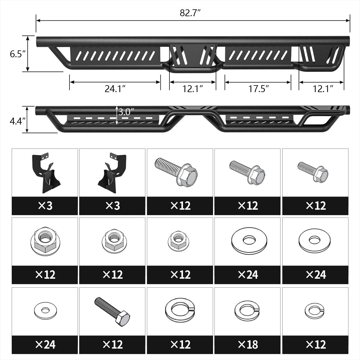 Running Boards For 09-18 Dodge Ram 1500 /10-24 2500 3500 Crew Cab Side Steps