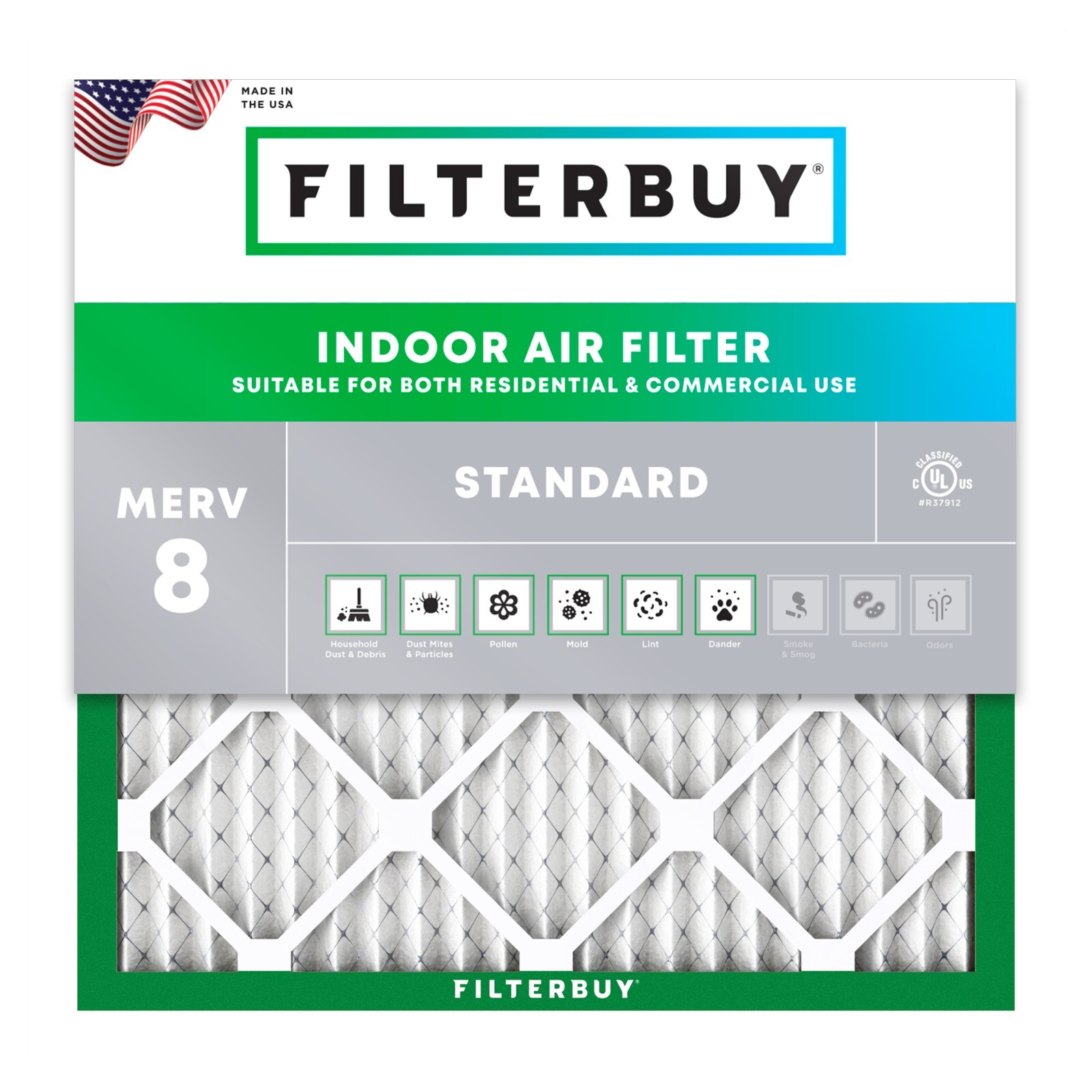 Filterbuy 20x20x1 Pleated Air Filters, Replacement for HVAC AC Furnace (MERV 8)