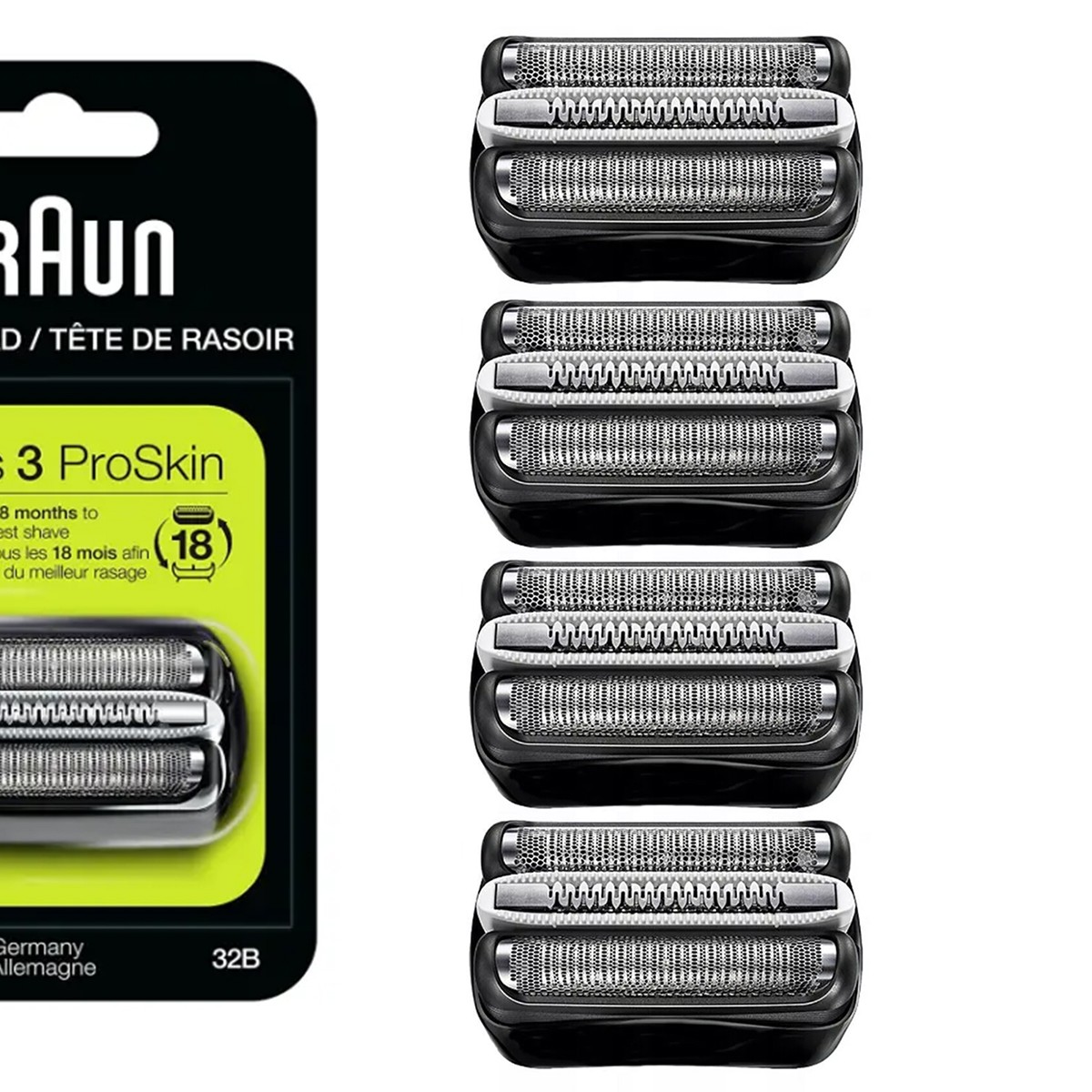 For Braun 32B Series 3 Electric Shaver Replacement Foil Cassette Cutters - 4PACK