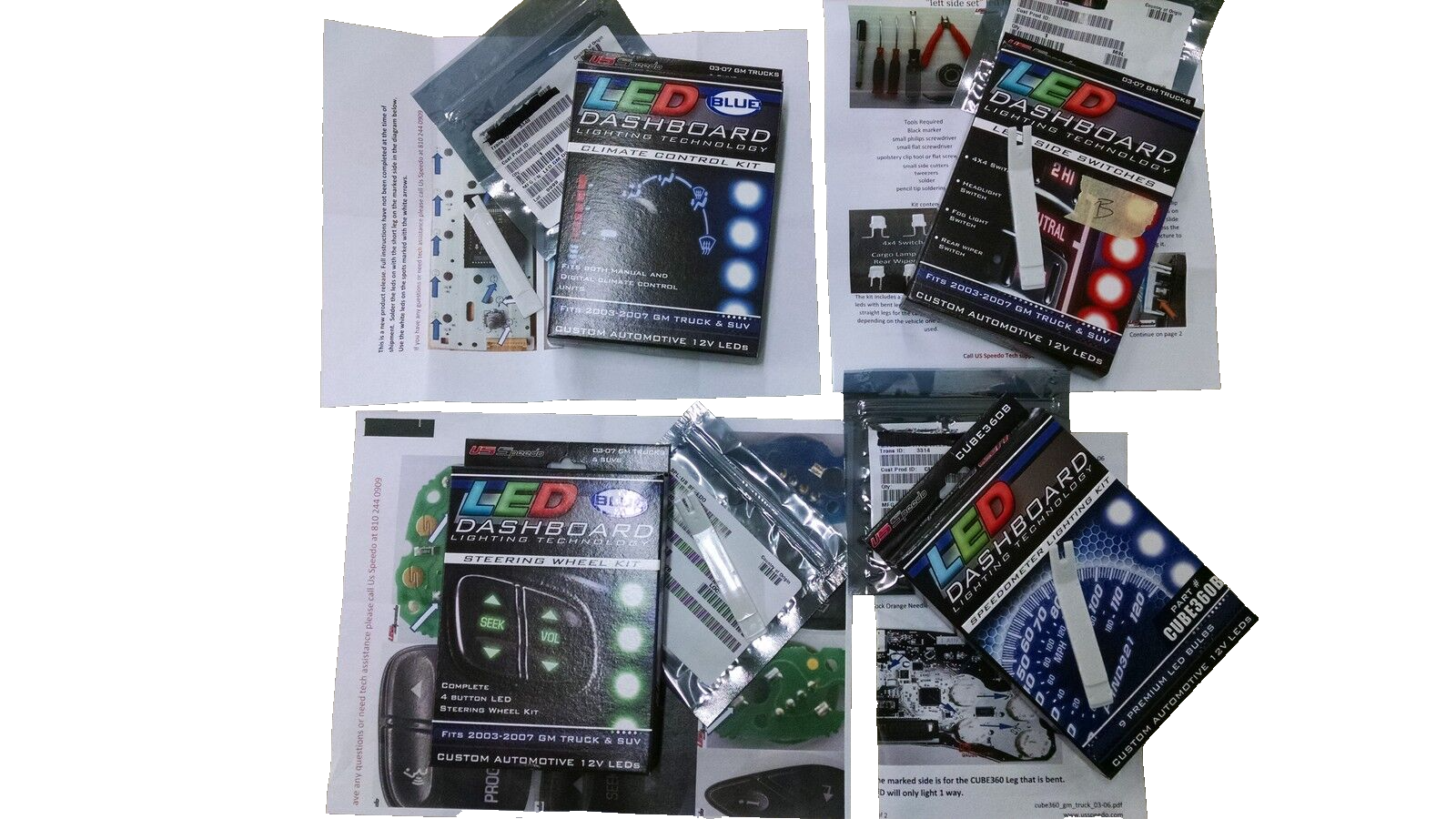 Dash Bulb to LED Conversion Kit with White LEDs 2003 04 05 06 GM Truck and SUVs