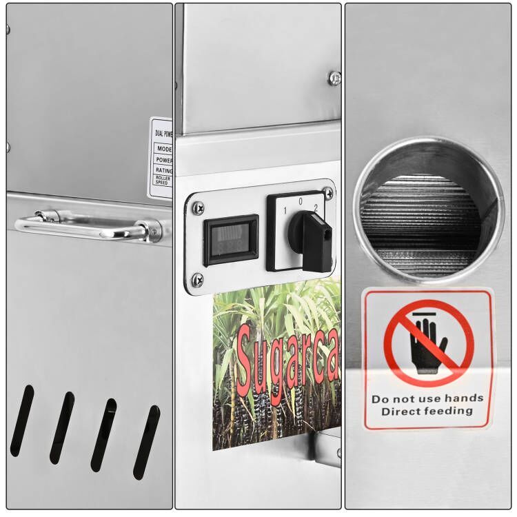 Electric Ginger Sugar Cane Juicer Press Machine 110V Stainless Steel Extractor