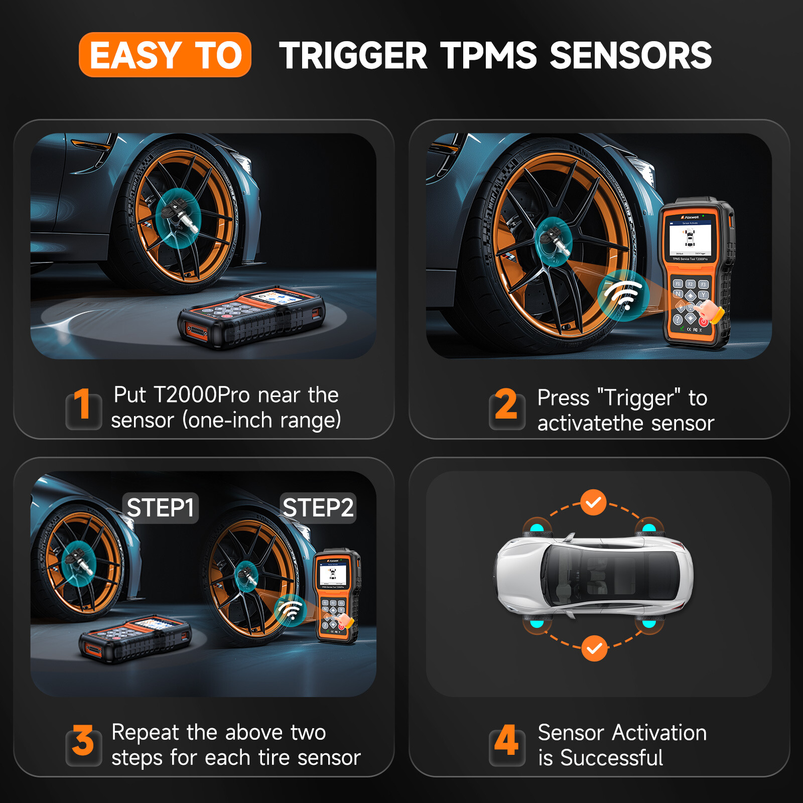 Foxwell T2000 PRO TPMS Programming Tool TPMS Relearn Reset OBD2 DTC Code Reader