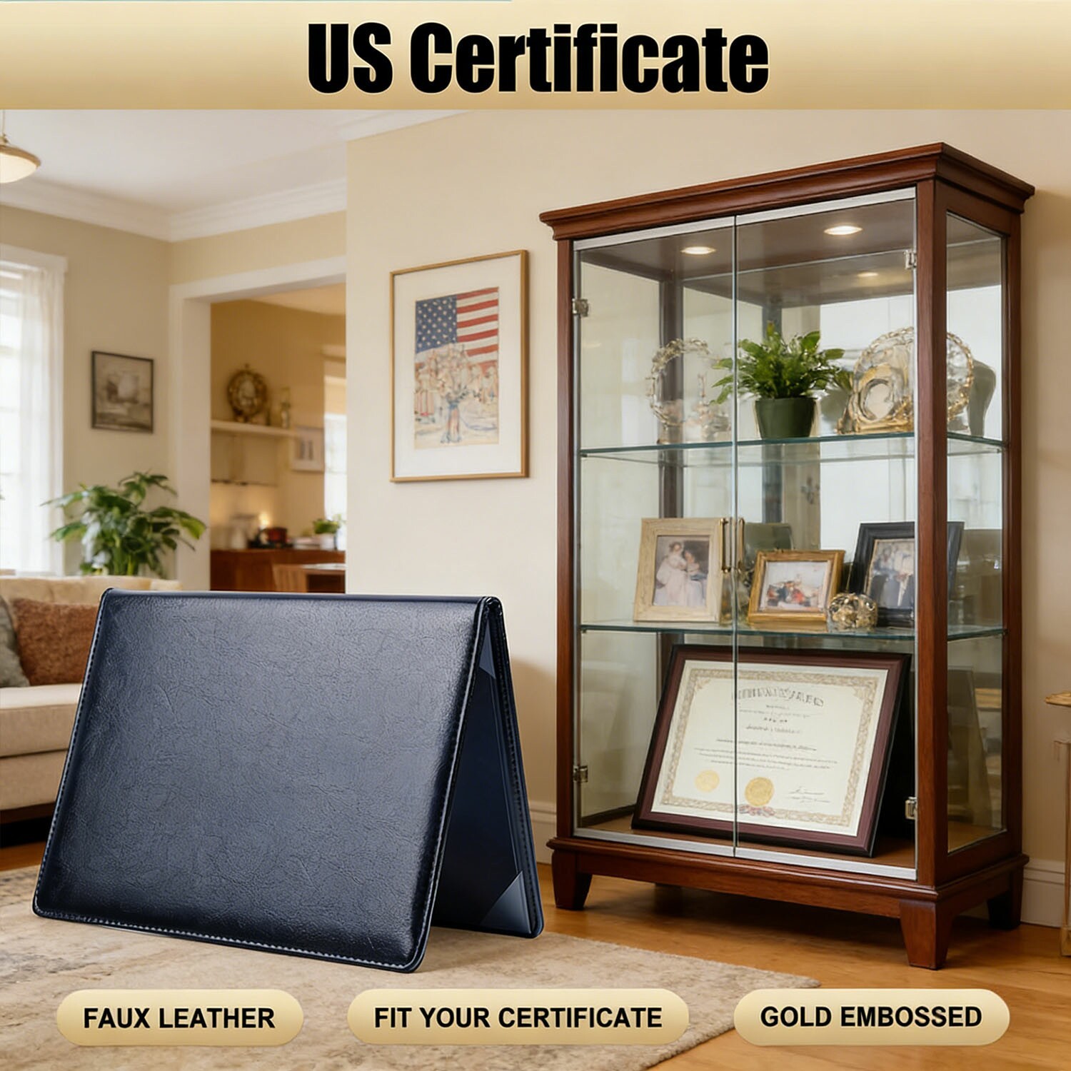 US Citizenship Certificate Holder - US Citizenship Gifts-Gold American Seal Logo