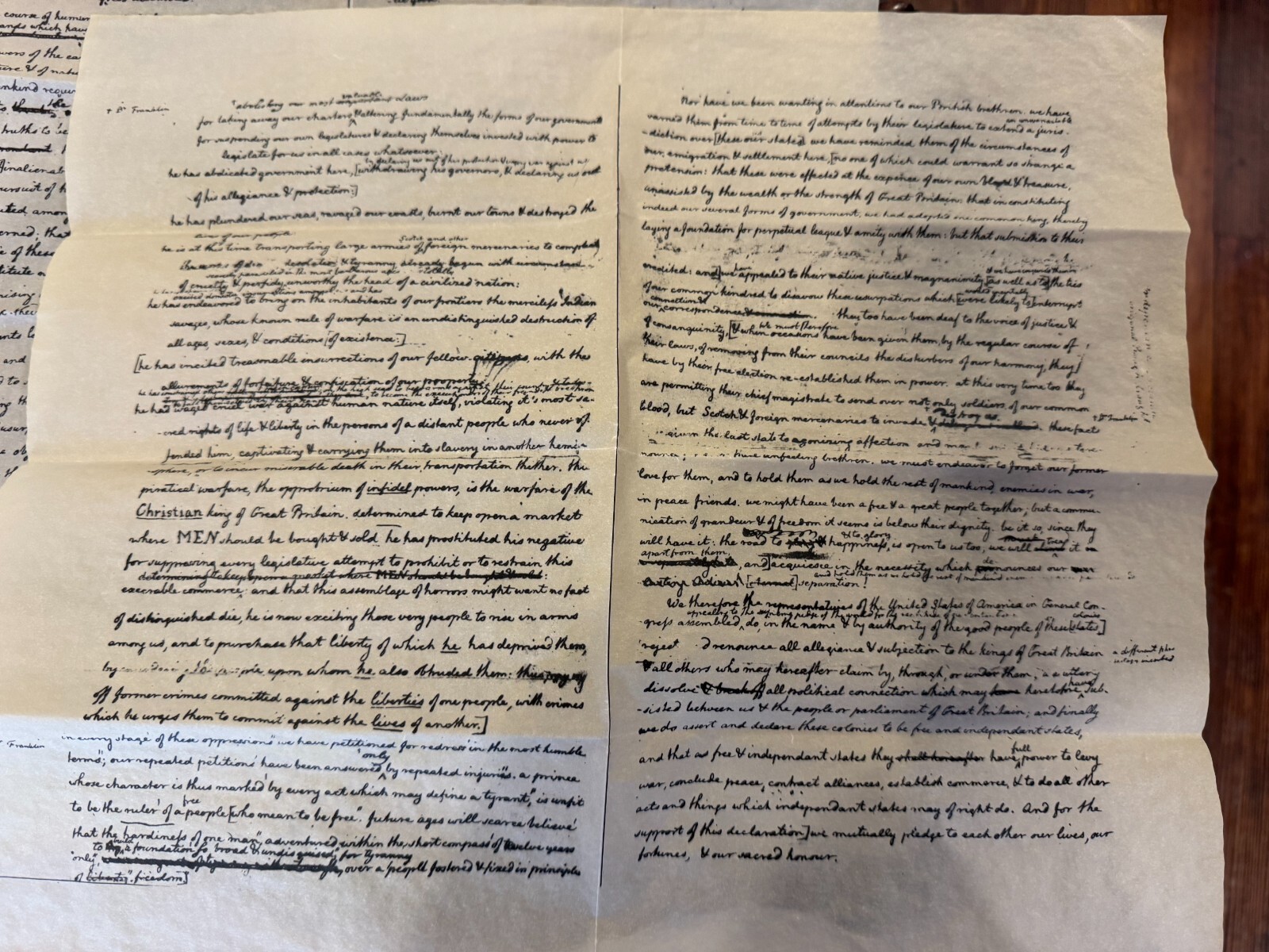 Thomas Jefferson's Rough Draft of the Declaration of Independence - replica