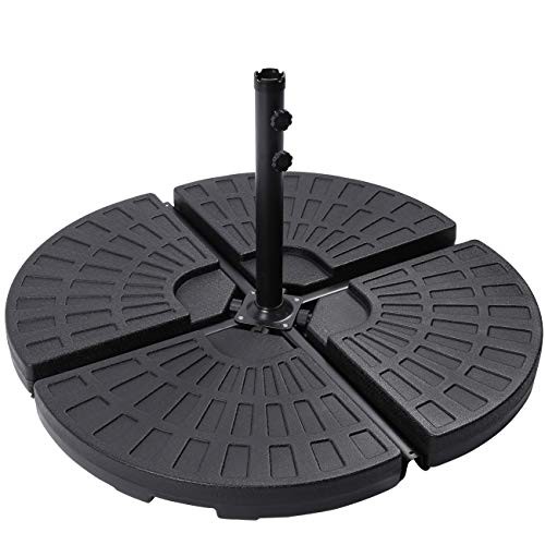 18.9" 4Pcs 13L Fan Shaped Water or Sand Filled Umbrella Base/Fan Style Black