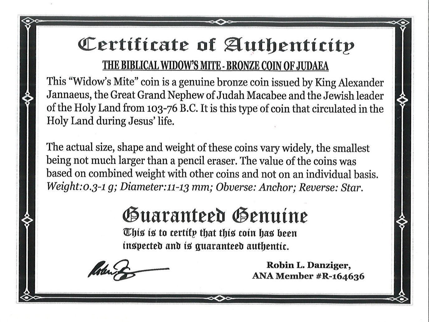 Widows Mite NGC Certified * Excellent * Judean Prutah 103-76 BC w/ BOX and COA