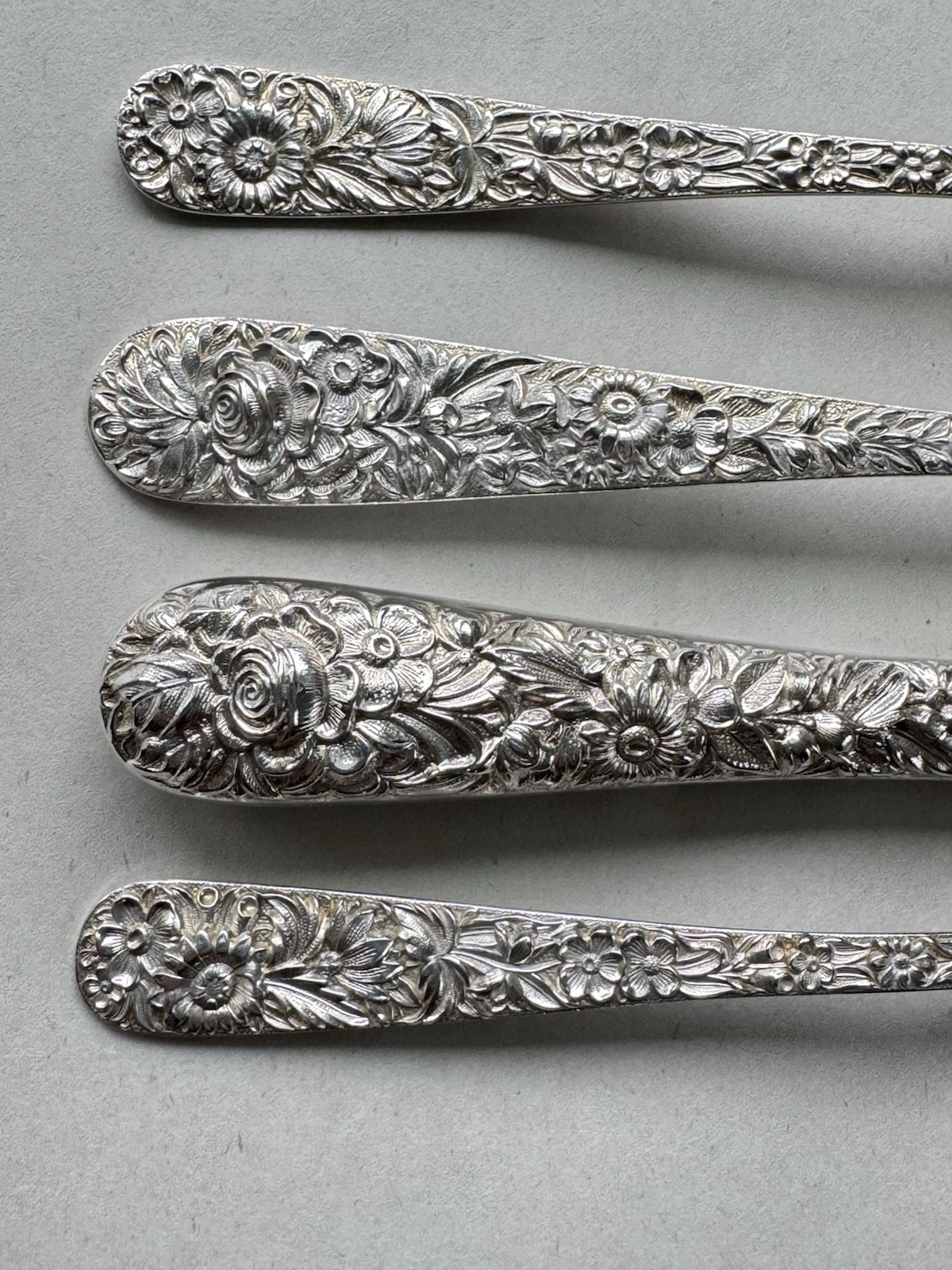 Vintage Kirk & Son Repoussé 4-Pc Place Setting Sterling Flatware Repousse