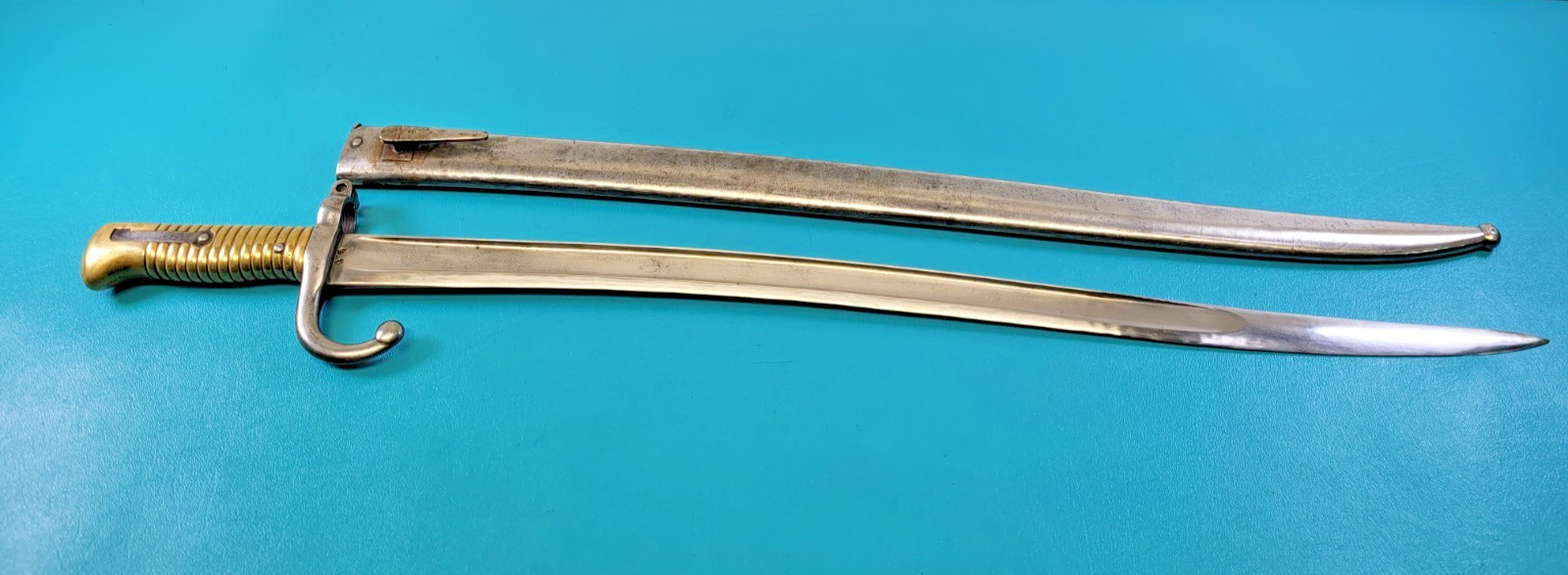 WWI German French Captured Model 1866 Chassepot Bayonet + Sheath Regt Mrk TR670