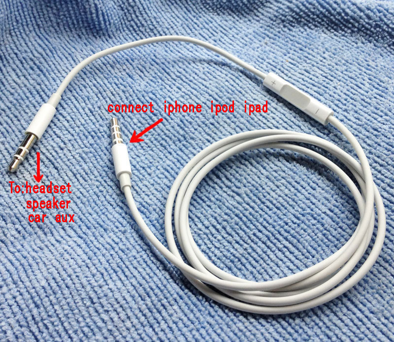 Headphone Car Aux Cable connector Adapter Remote for apple ipod shuffle 3rd 4th