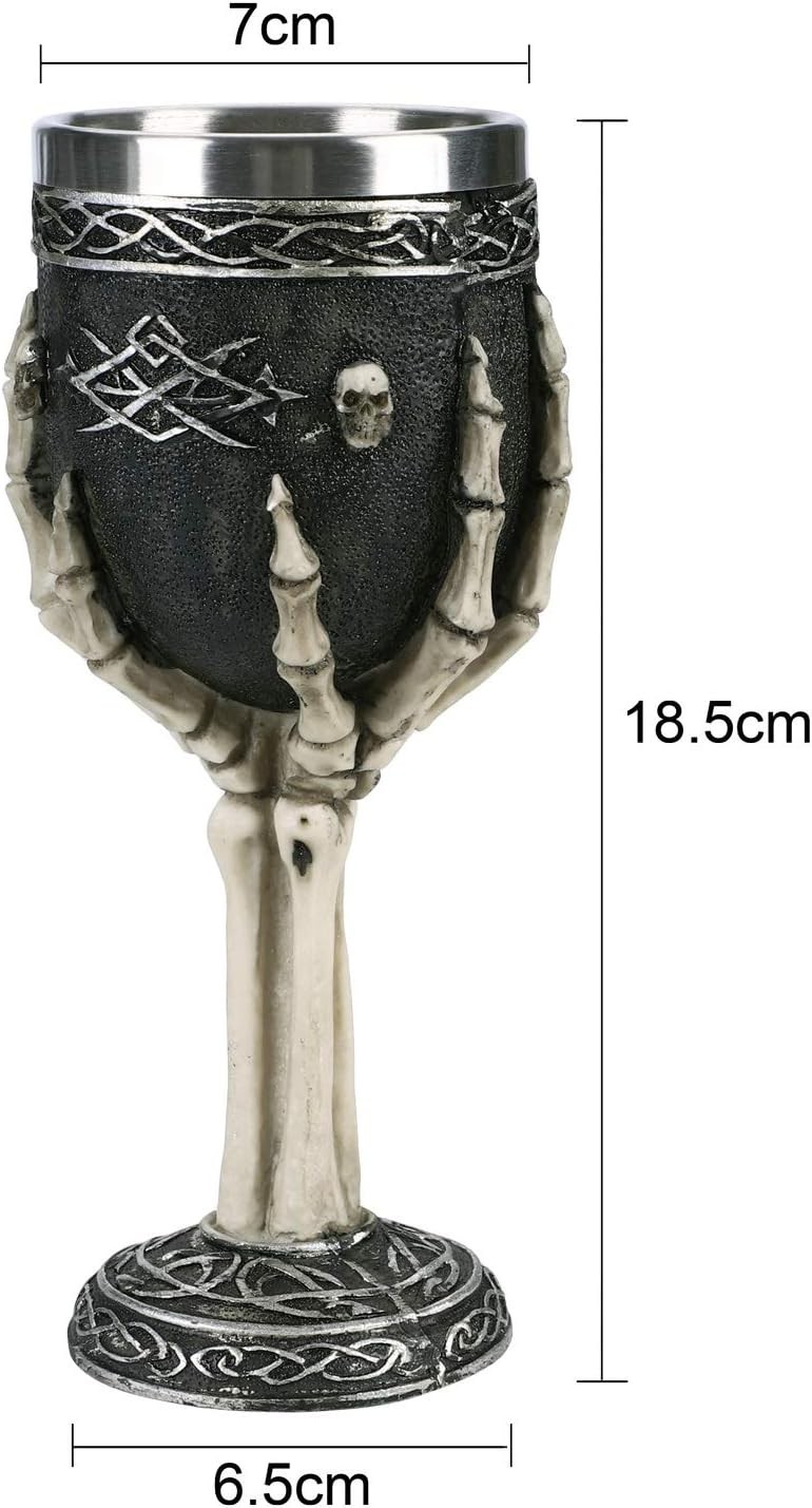 Horrible Resin Stainless Steel Skeletal Wine Goblet Skull Sacrifice Wine Chalice