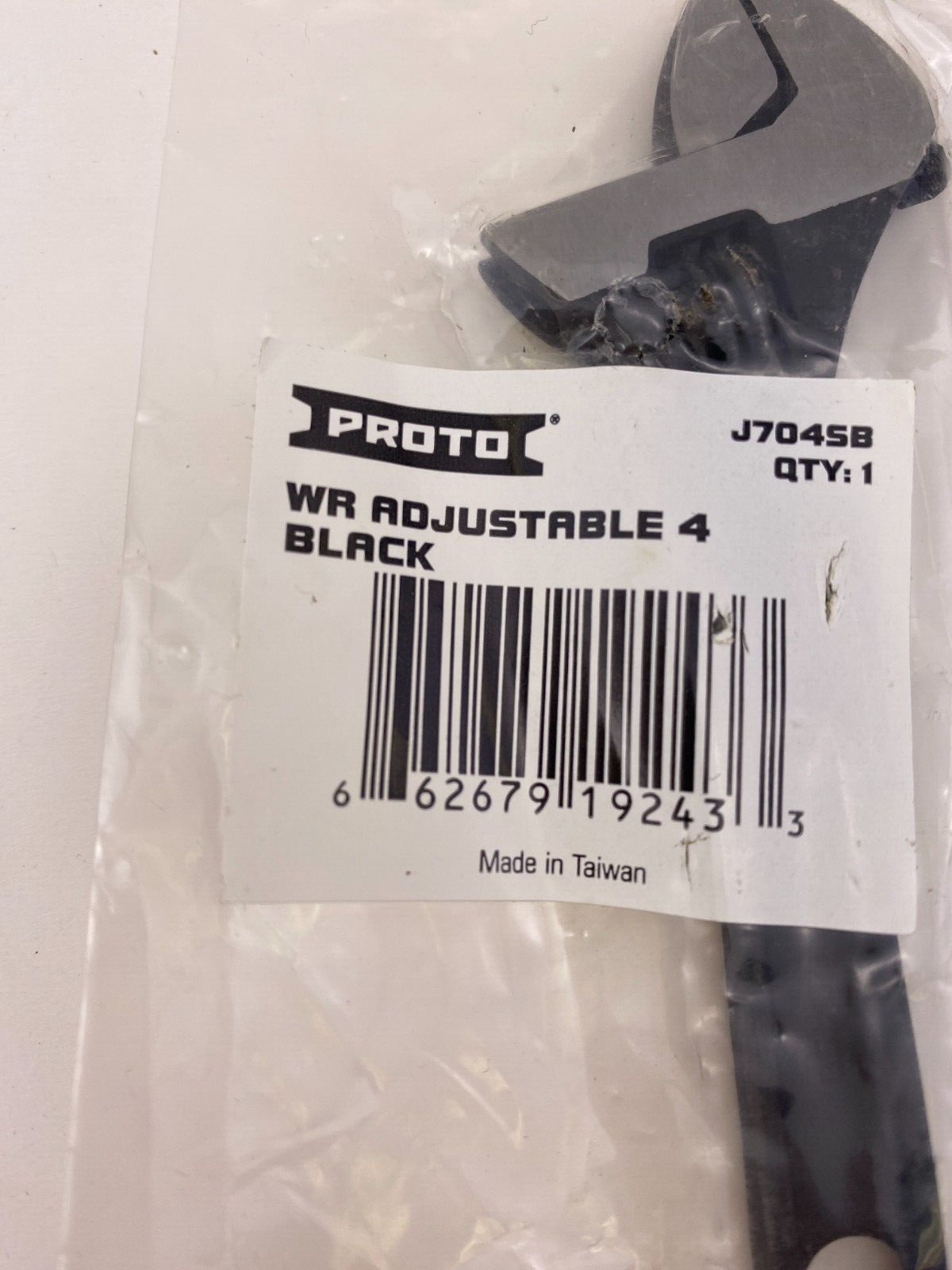 Proto J704SB Adjustable Wrench Alloy Steel Black Oxide , 1/2" Capacity, 4" OAL