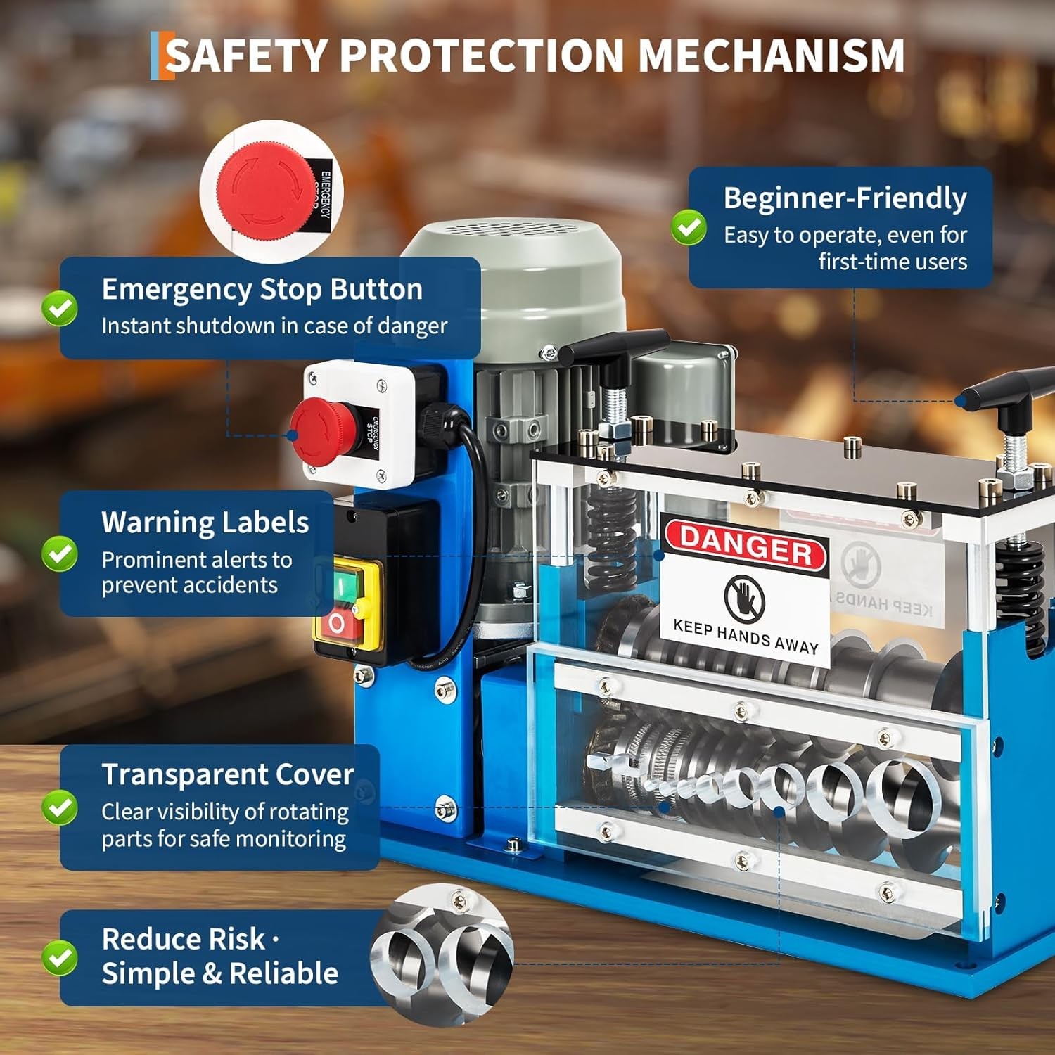 370W Electric Wire Stripping Machine Portable 0.06"-1.5" Scrap Cable Stripper
