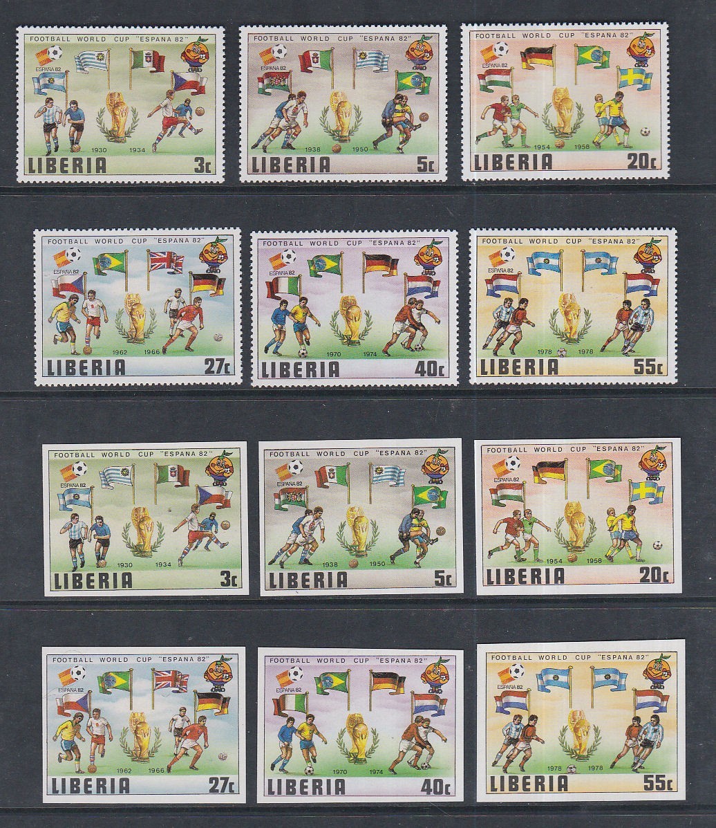 Liberia 1982 Mint MNH FIFA World Cup Football Spain Perforate & Imperforate