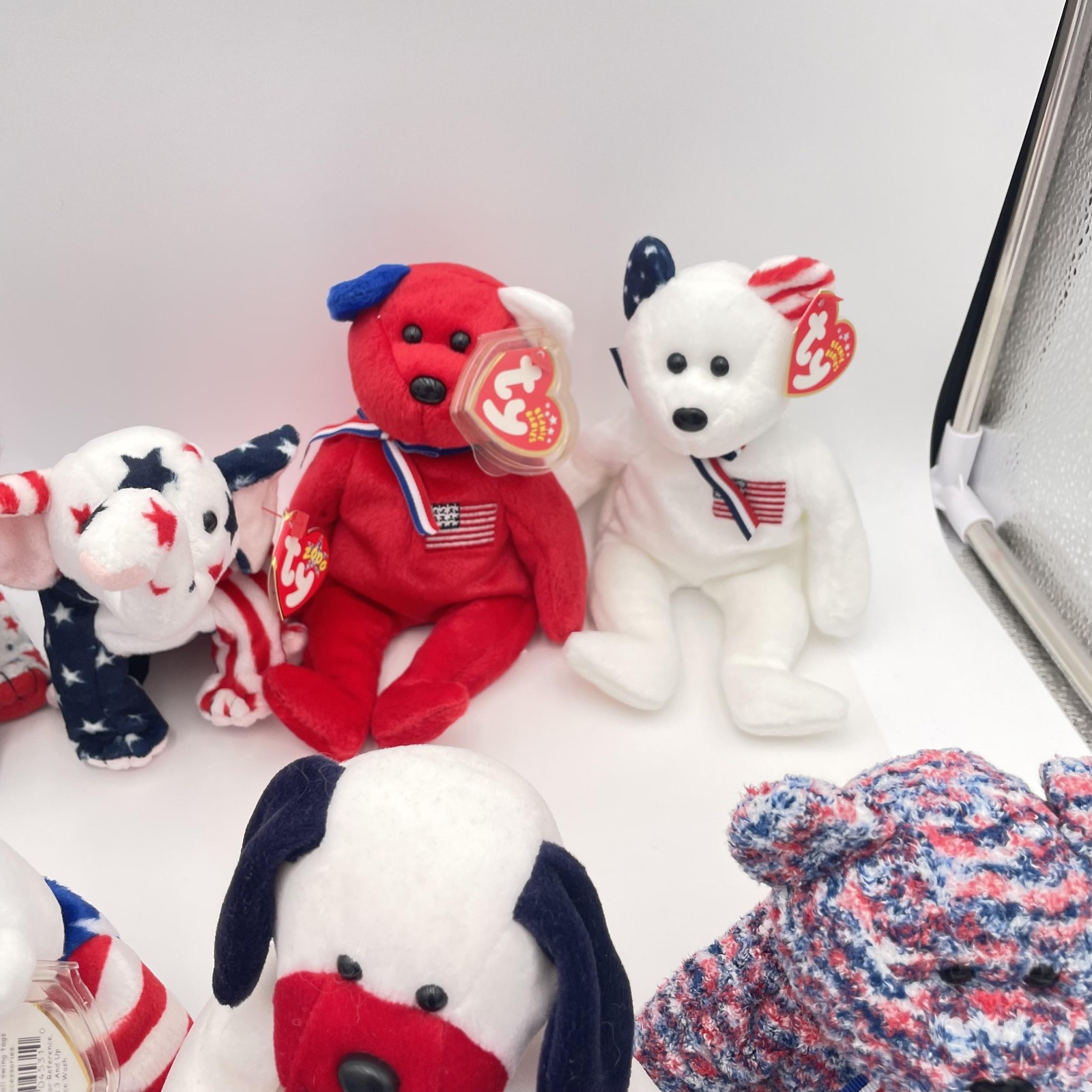 Ty Beanie Babies Patriotic Lot USA Bears Eagle Dog Elephant Zebra Plush RWB Set