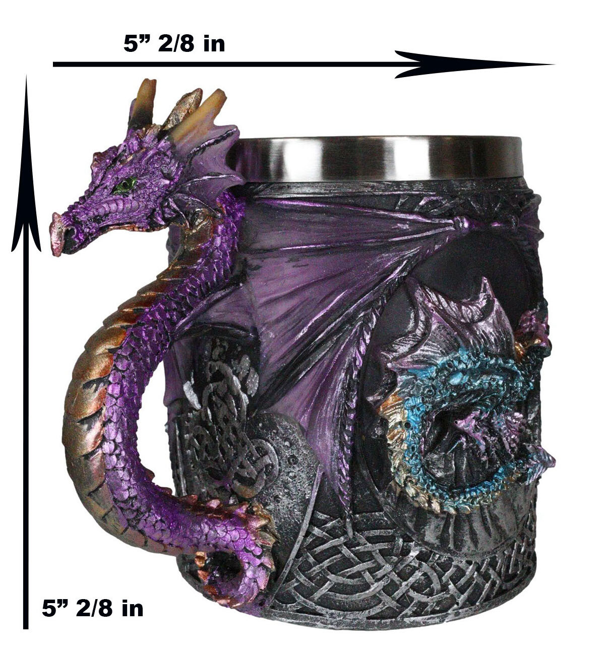 Ebros Conception Blue Fire Purple Dragon Beer Stein Tankard Coffee Cup Mug 12oz