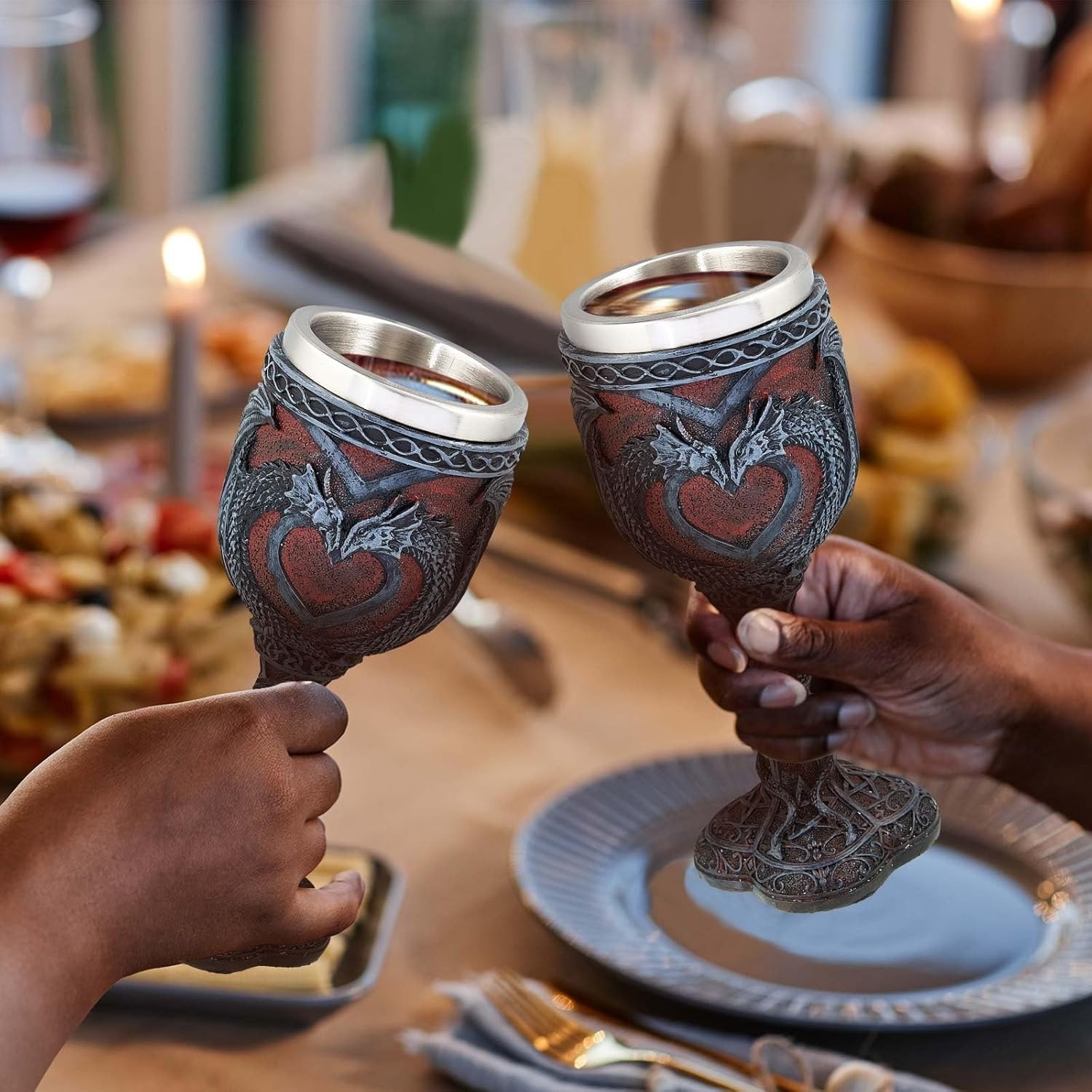 2 Pcs Medieval Cups and Goblets Dragon Wine Goblet Chalice Goblet 7 Oz Resin...