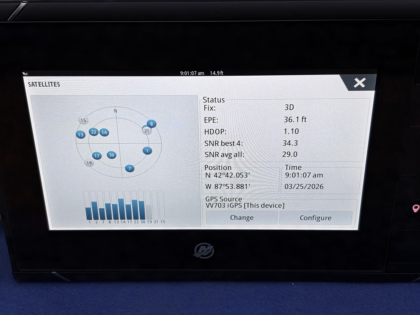 Simrad / Mercury Vessel View 703 7” Multifunction Engine Monitor Display