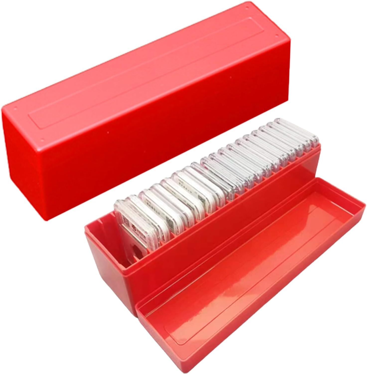 6Pack Storage Box Plastic Case for 20 Certified PCGS NGC Slabs Coin Holders RED
