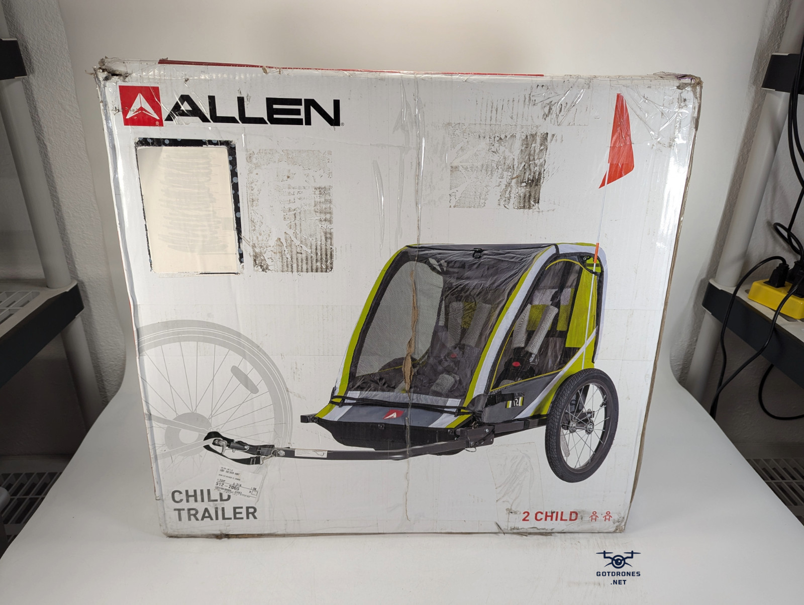 New Damaged Box Allen T2-G Sports Deluxe Steel 2-Child Bike Trailer - Green
