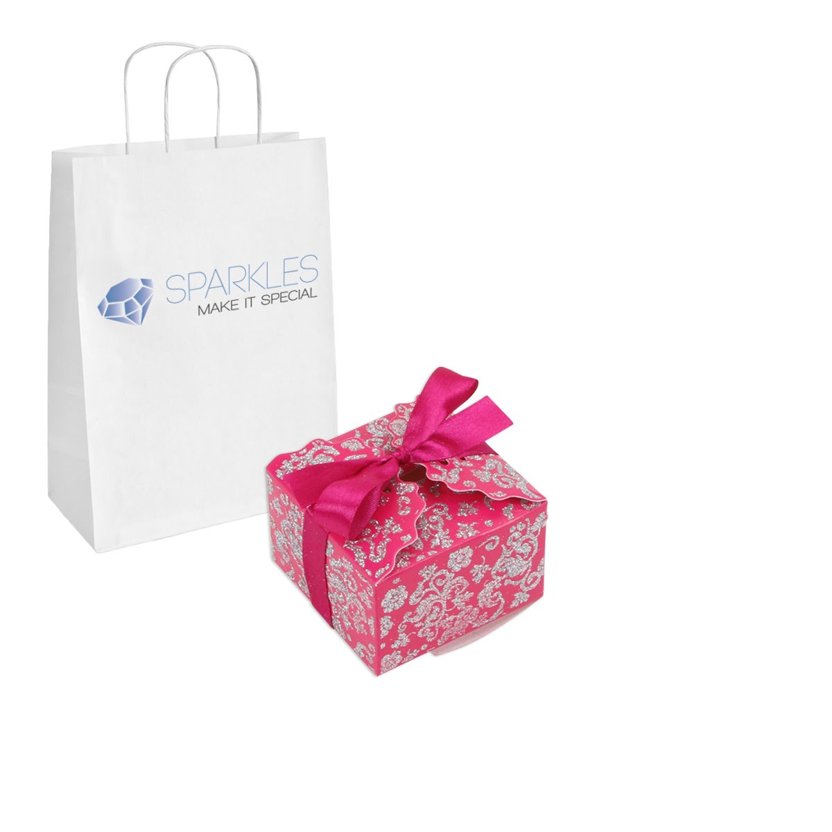 10 Fuchsia Silver Medium Ribbon Wedding Favor Gift Boxes Party Event Candy Box