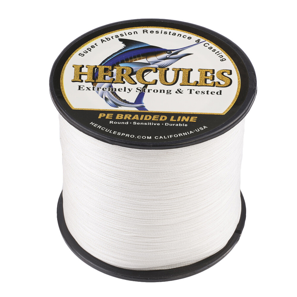 8 Strands 100M 300M 500M 1000M White HERCULES Saltwater PE Braided Fishing Line