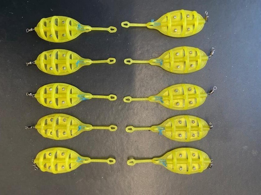 10 x Elasticated Fishing Method Feeders Pellet Groundbait Flat Method Silverfish