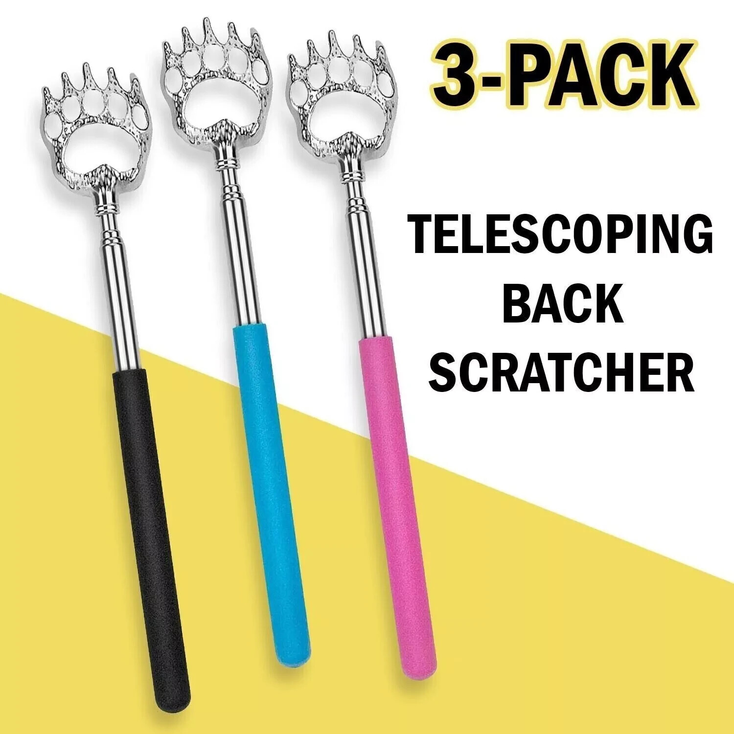 3 Pack Metal Back Scratcher Back Extendable Massager Bear Claw Telescopic New