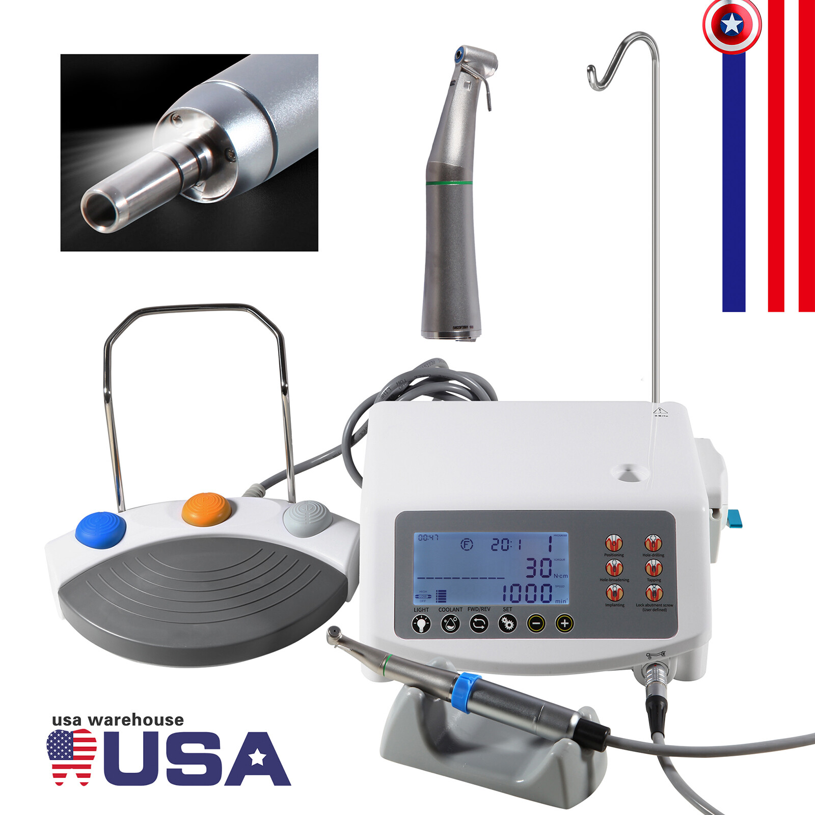 Dental Implant Surgical System LED Brushless Motor 20:1 Contra Angle 110/220V