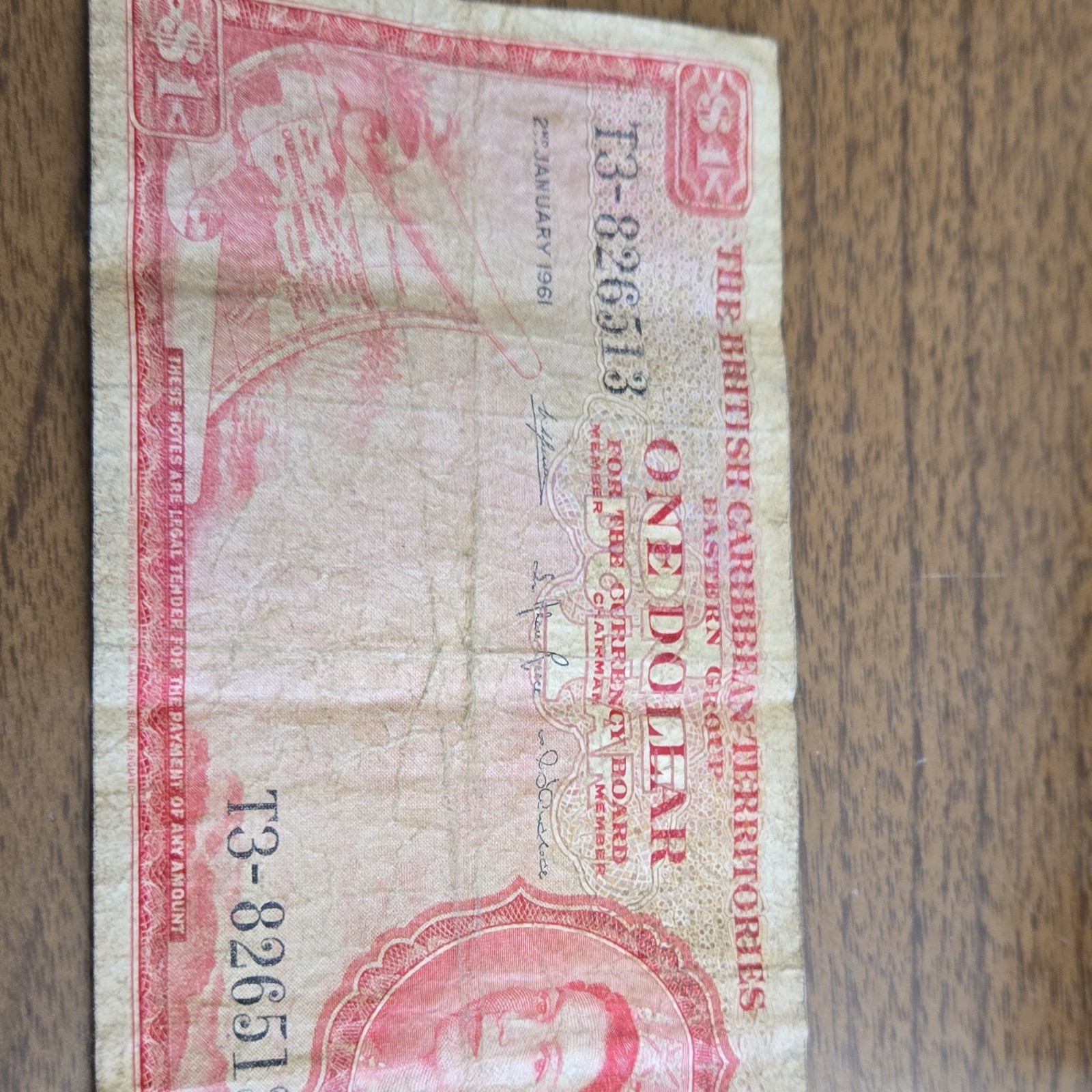 British Caribbean Territories One Dollar Banknote 1961 T3-826513