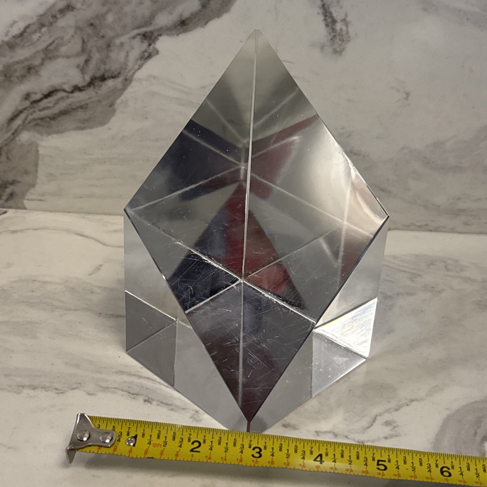 Tiffany & Co Rare Vintage Signed Large Faceted Crystal Sculpture Estate Find