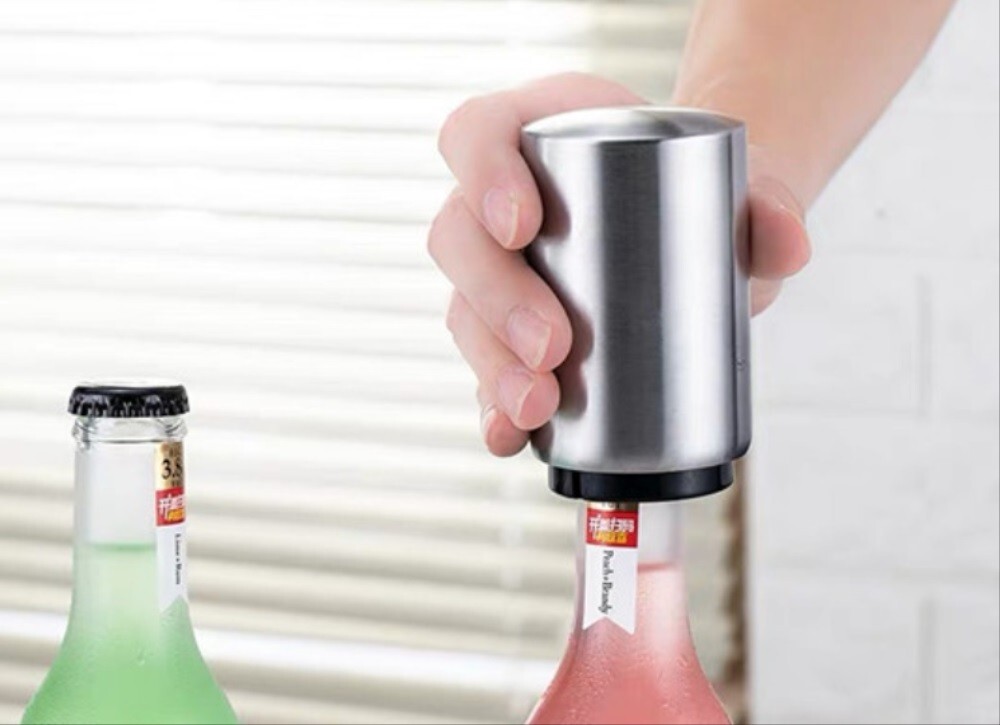 2-Pack Stainless Steel Automatic Beer Soda Bottle Opener - Easy Push Down Cap