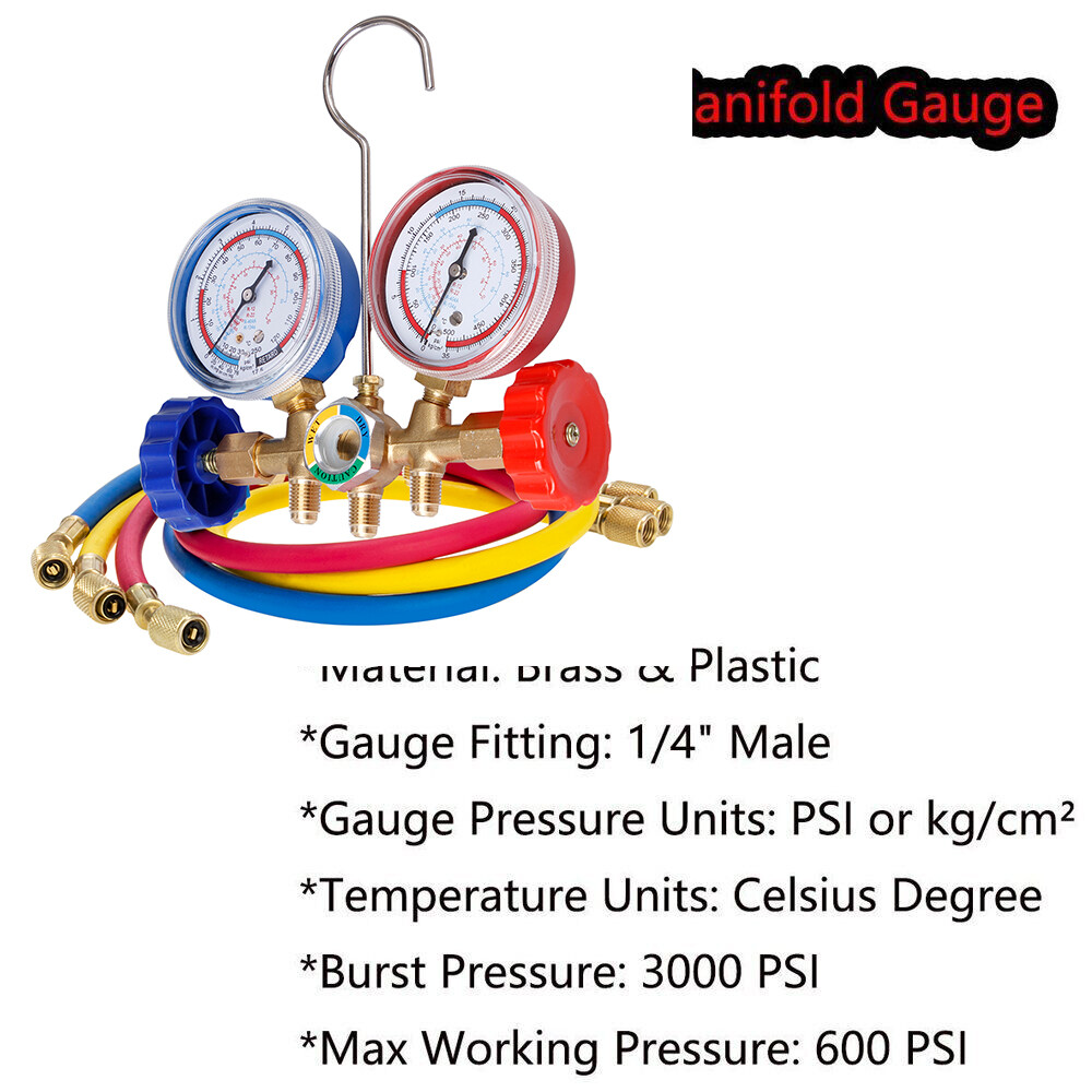 A/C Manifold Gauge Set HVAC Refrigeration Charging Service for Refrigerant