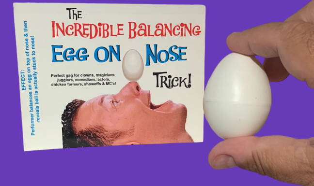 BALANCING EGG ON NOSE Balance Magic Trick Stunt Clown Kid Show Gag Joke Prank