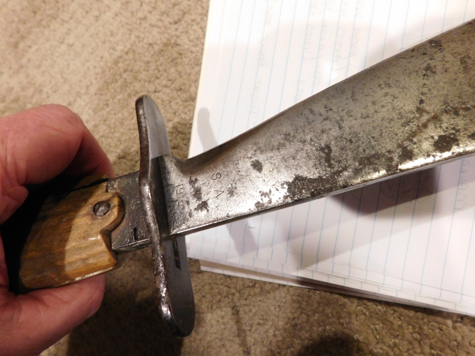 WWI U.S. Army Bolo Knife M-1910 Marked SA Springfield Armory US 1913