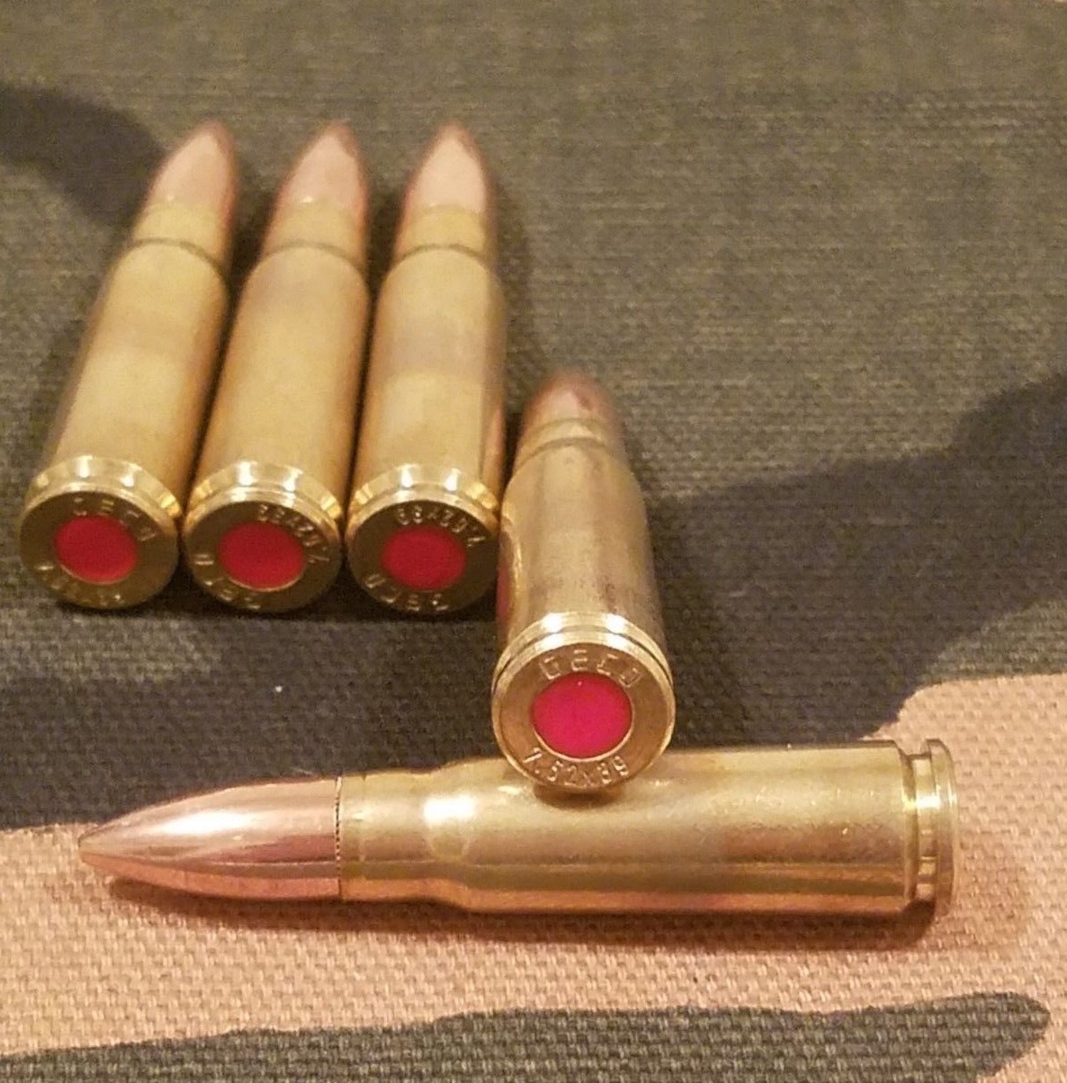 7.62x39 SNAP CAPS SET OF 5 "SAFETY RED"