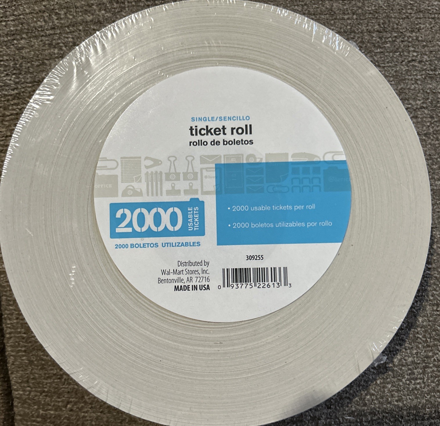 Single Admit One Event Roll Raffle Tickets Roll 2000 Numbered White NEW