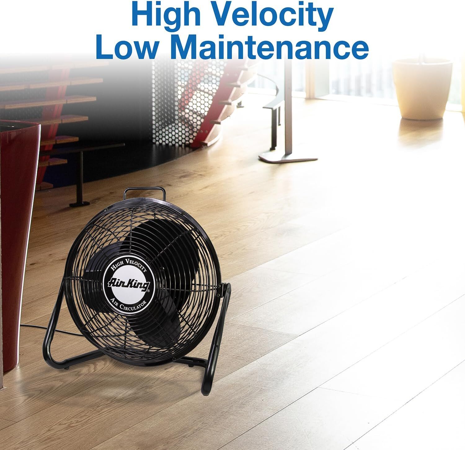 Air King 9212 12-Inch Industrial Grade High Velocity Pivoting Floor Fan , Black