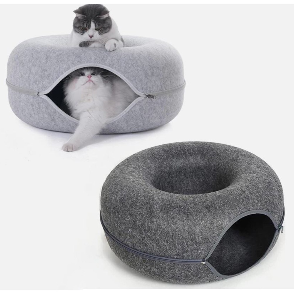 Cat Tunnel Bed Cave Interactive Cat Bed Donut Tube, Scratch Resistant 20x20x9''