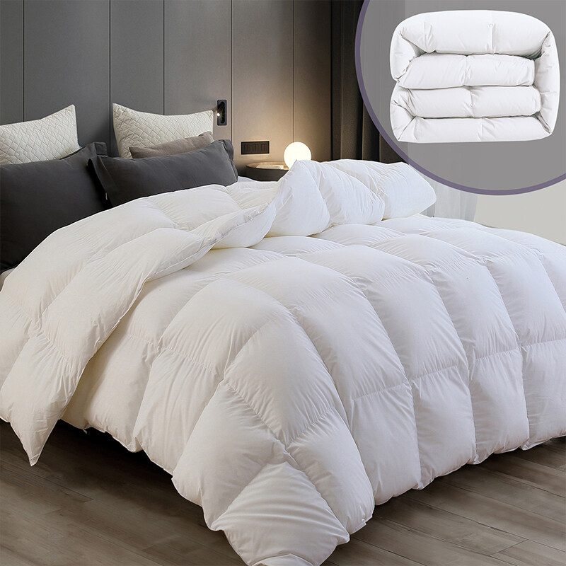 All Season White 50% Down Feather Comforter Duvet 100% Cotton King/Queen