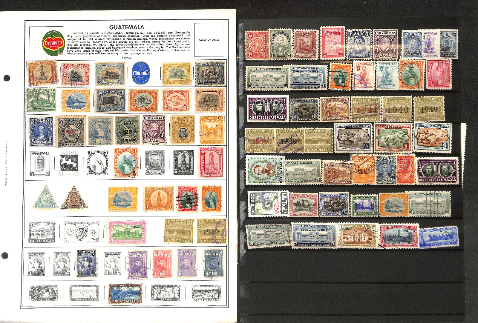 Guatemala Stamp Collection on 25 Harris Pages, 1902-1986 (BH)