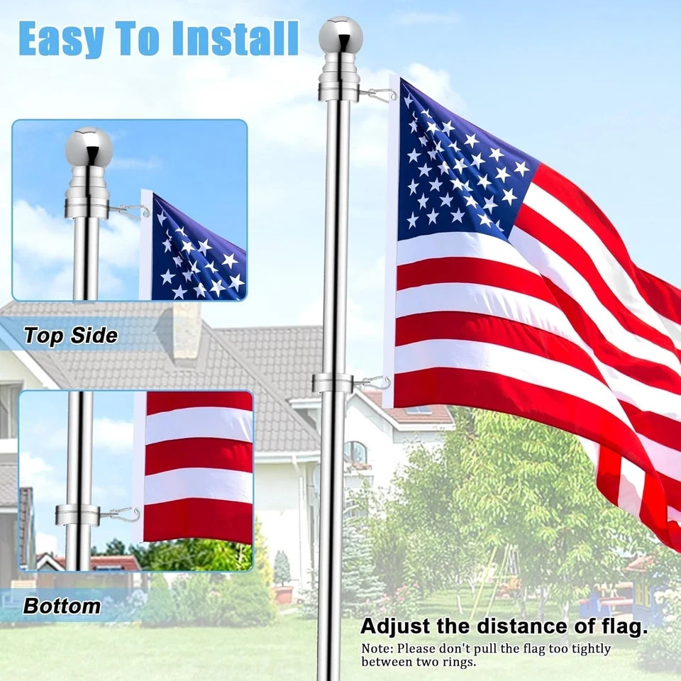 2" Large Flag Pole Rings, 2 Pcs Aluminum Alloy Spinning Flag Pole Ring Clips Swi