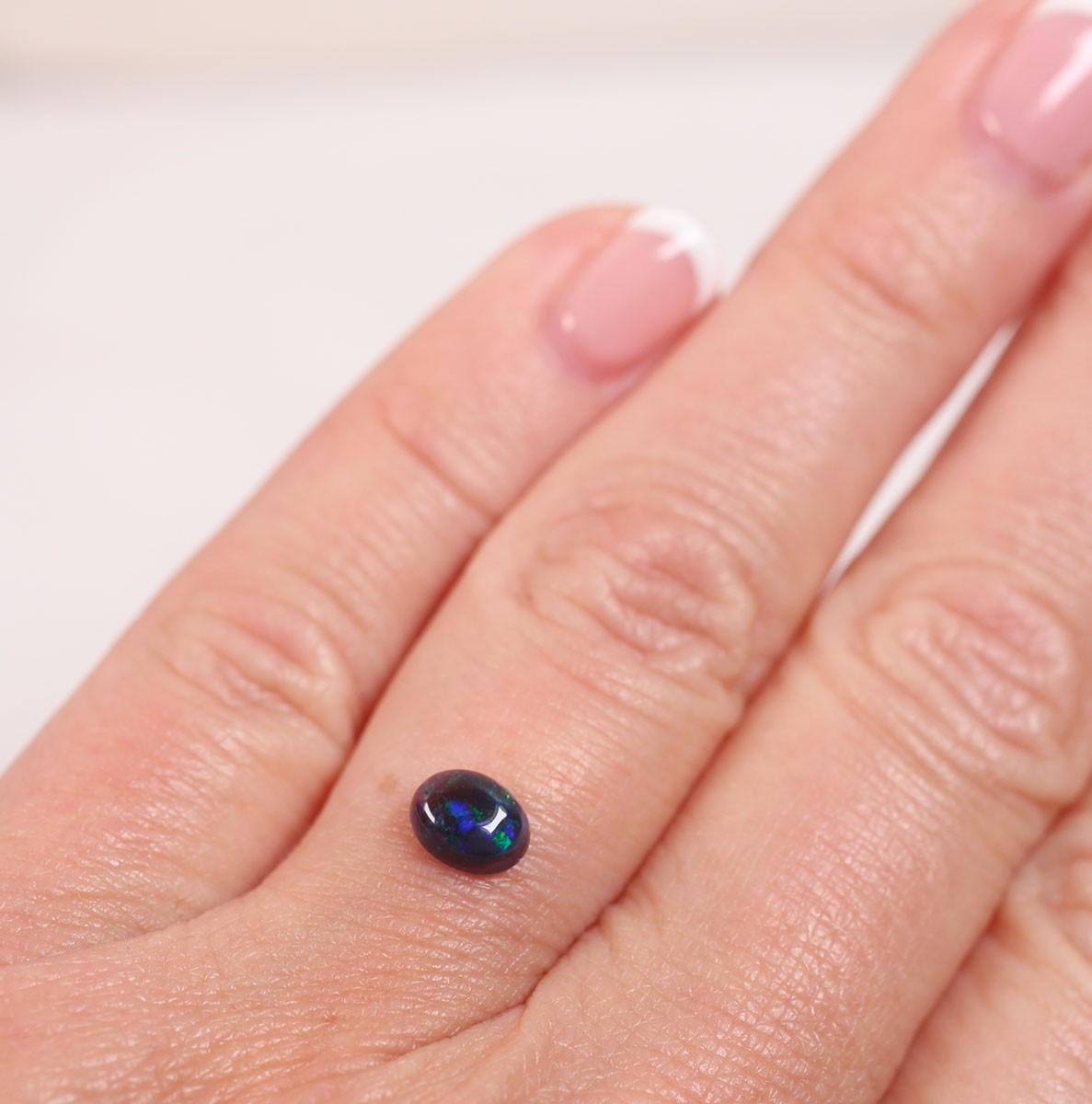 Natural Australian Black Opal 0.6 ct, Solid Lightning Ridge Opal 5.2 x 6.6 mm