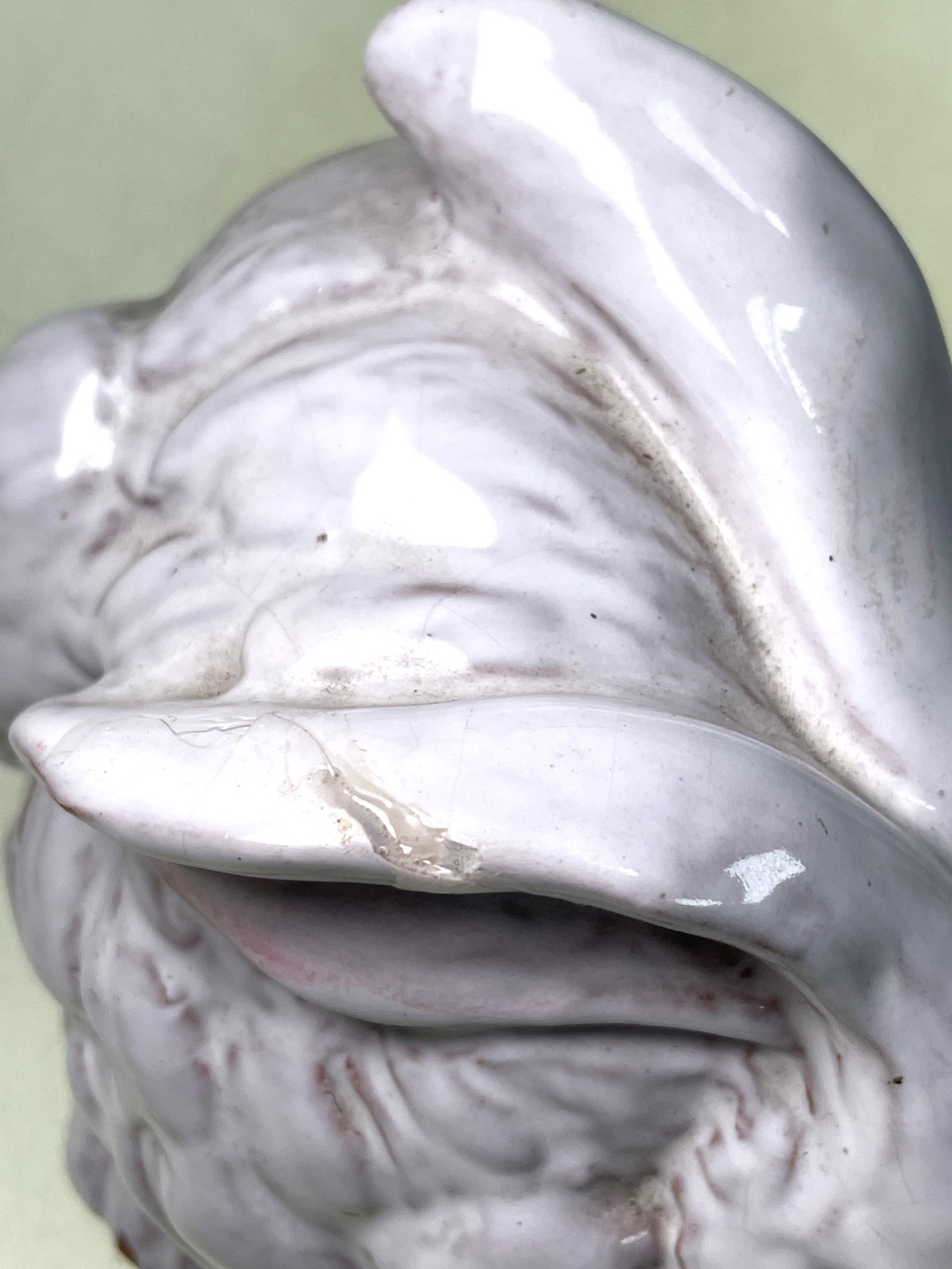 2 Italian Mottahedeh Bunny Rabbit Hare White Glazed Terracotta Easter DEFECTS