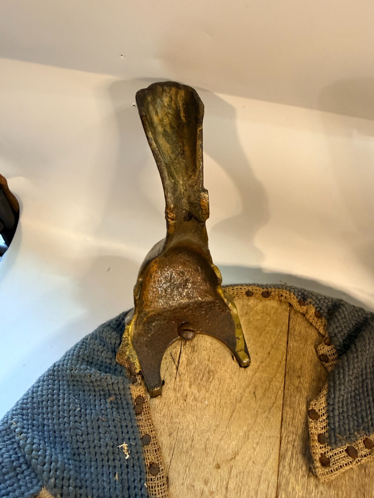 vintage metal legs Needlepoint Footstool Ottoman