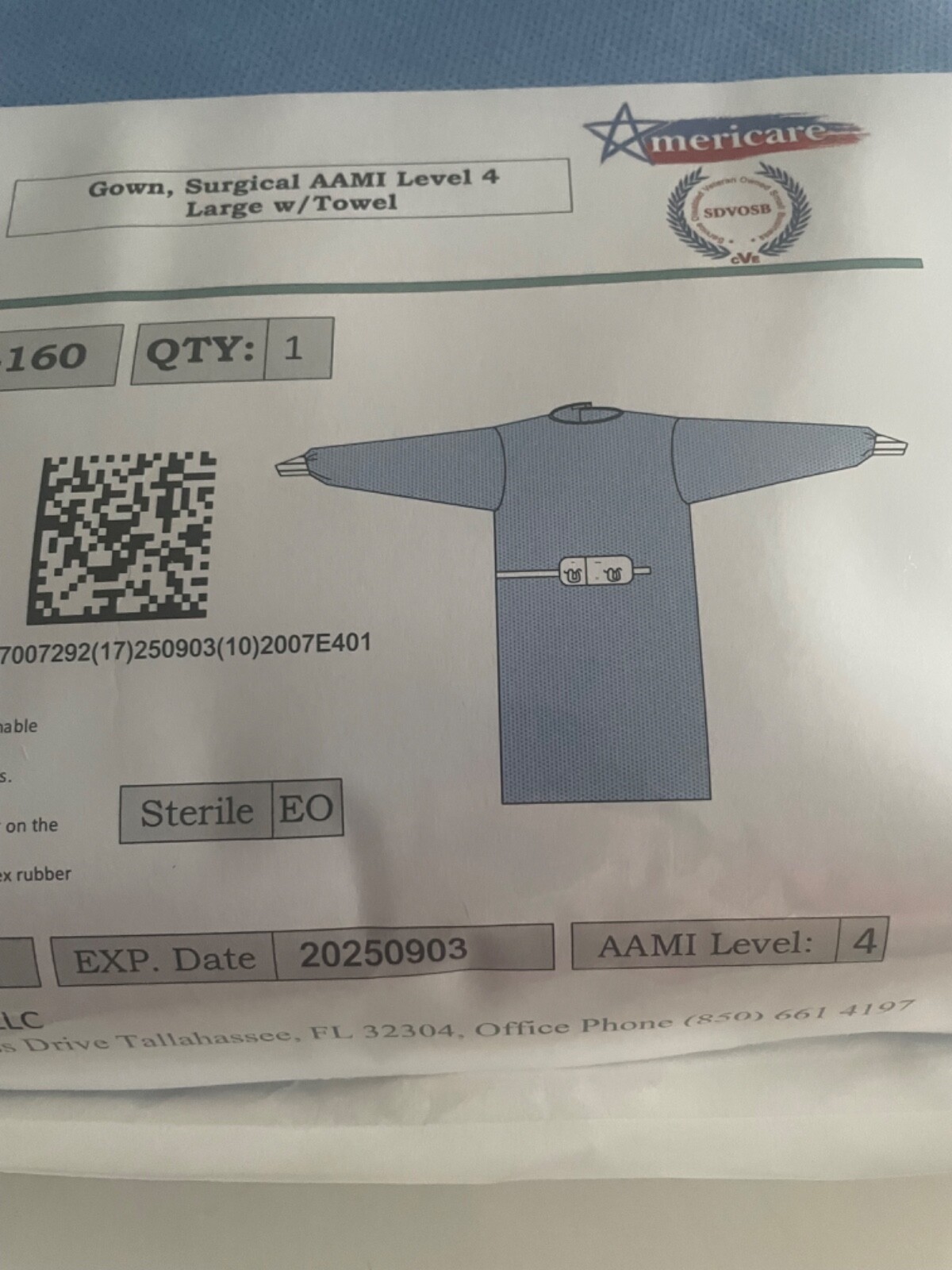 28 Units Sterile Blue Surgical Gown Size Large AAMI Level 4 w/ Hand Towel 9/2025