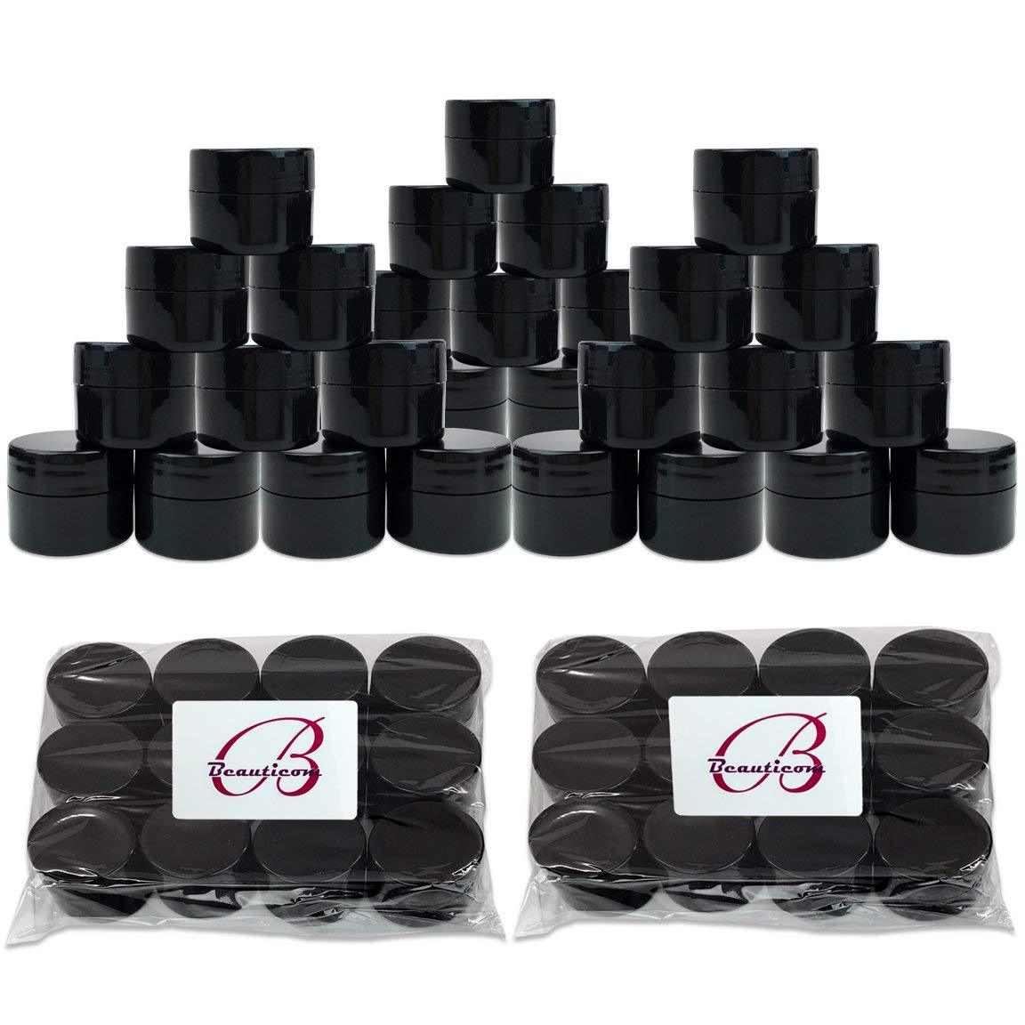 36 Pieces 7G/7ML Black Thick Cosmetic Sample Container Jars with Lid BPA Free