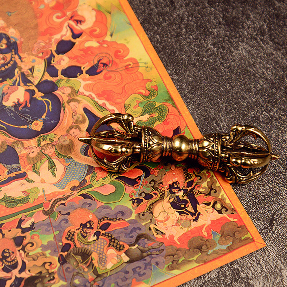 Tibetan Buddhism Dorje Vajra Phurba: Brass Amulet Handmade Nepal Collectibles US